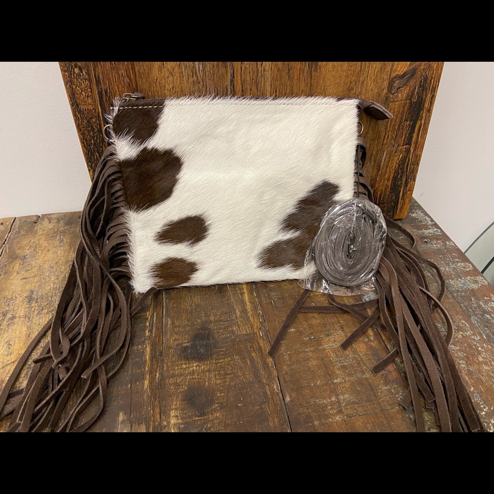 Brown Cowhide and Leather Purse